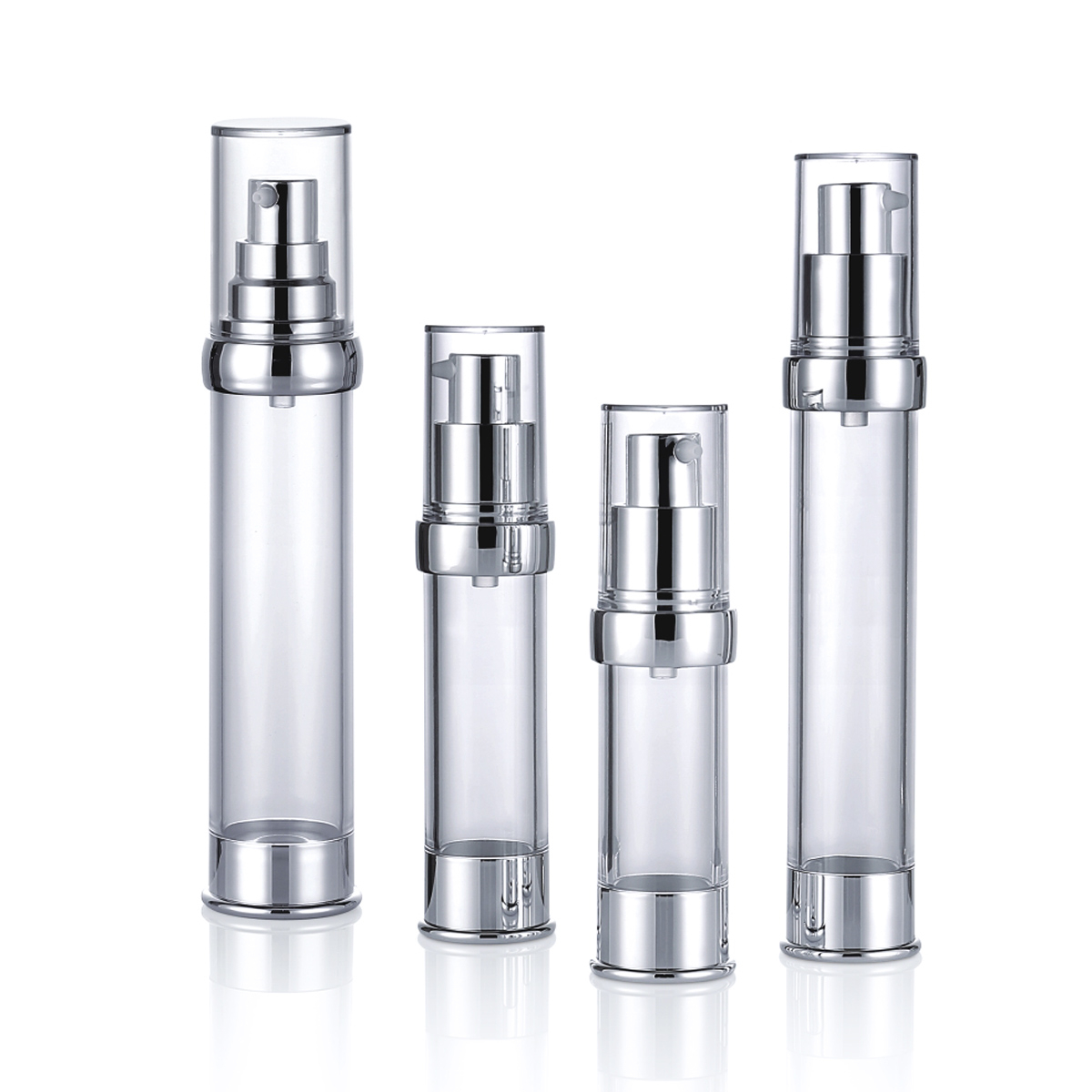 15ml 20ml 30ml 50ml Multi veličine prozirna srebrna preša Pumba glava Essence Losion Plastična boca pumpe bez zraka L08